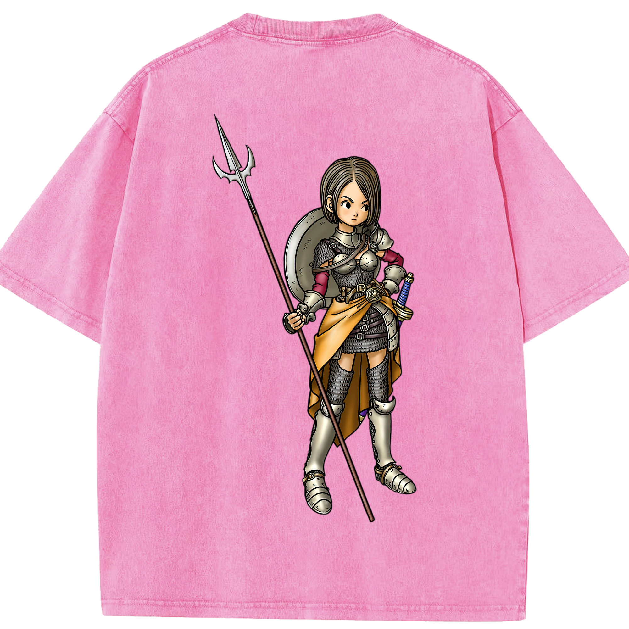 （画像用） ドラゴンクエスト Doragon Kuesuto Dragon Quest 綿100% ヴィンテージ風 半袖Tシャツ（背面プリント）